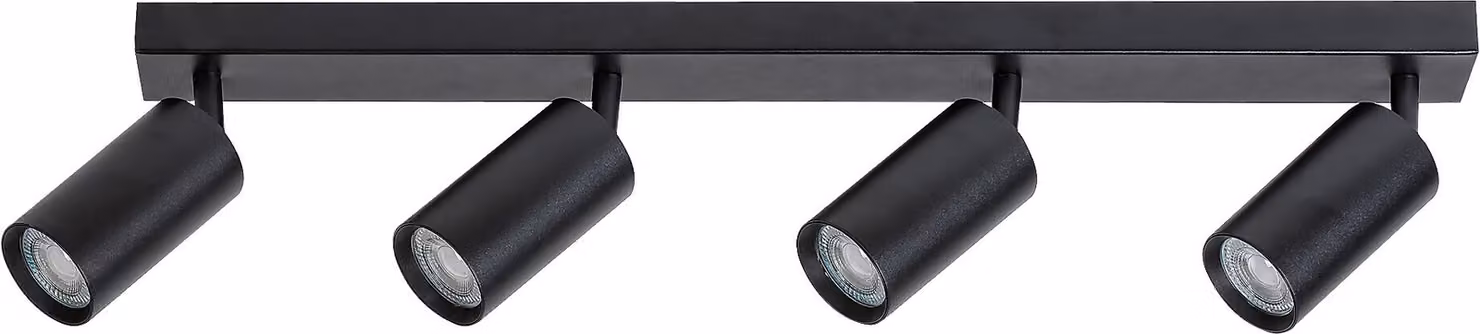Rabalux 2086 Faretto da soffitto a 4 punti luce, GU10, nero, rotondo, minimalista, ø55 mm