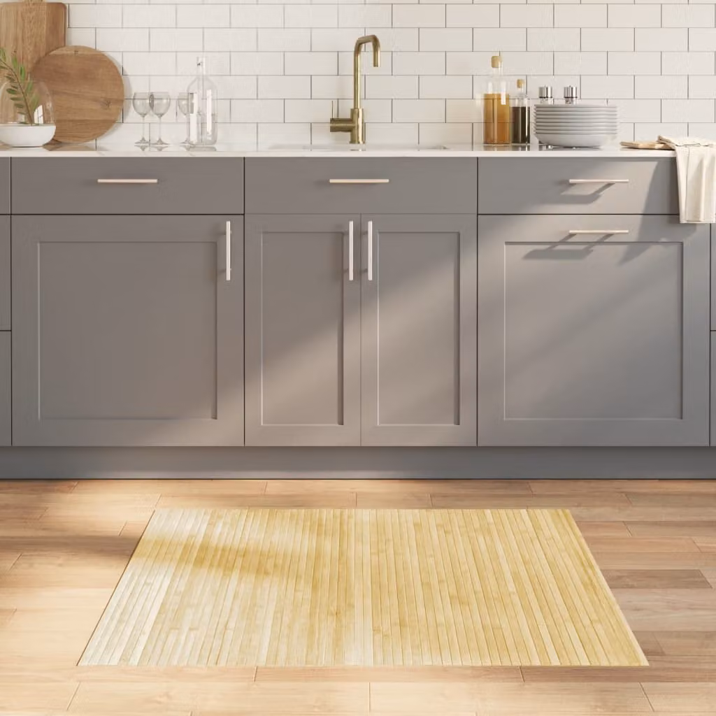 Tappeto rettangolare moderno vidaXL in bambù e polipropilene, colore beige, L 80 cm x P 100 cm