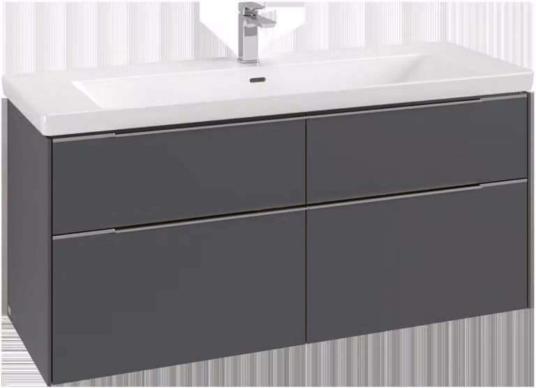 Villeroy & Boch Subway 3.0 armoire sous lavabo, éclairage LED, 4 tiroirs, lavabo au centre, 1272x576x478mm, C602L2AH, C602L2AH