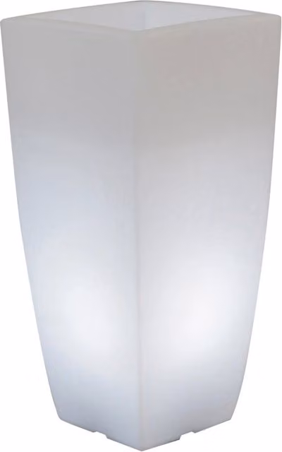 Vaso Luminoso Quadrato Bauer Bianco in Resina per Giardino e Terrazzo L/P/H: 40 x 40 x 90 cm