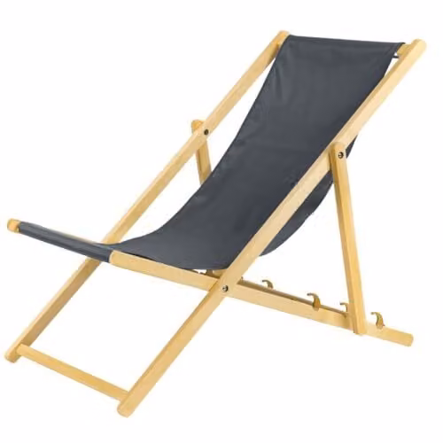 Sedia pieghevole grigia in legno con sistema di sicurezza, sedia pieghevole, sedia da spiaggia, sedia pieghevole in legno, sdraio