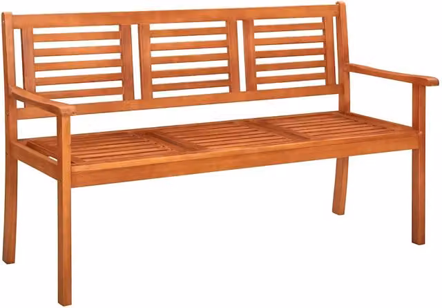 Panchina da Giardino 3 Posti e Cuscino 150cm Massello Eucalipto 3061005