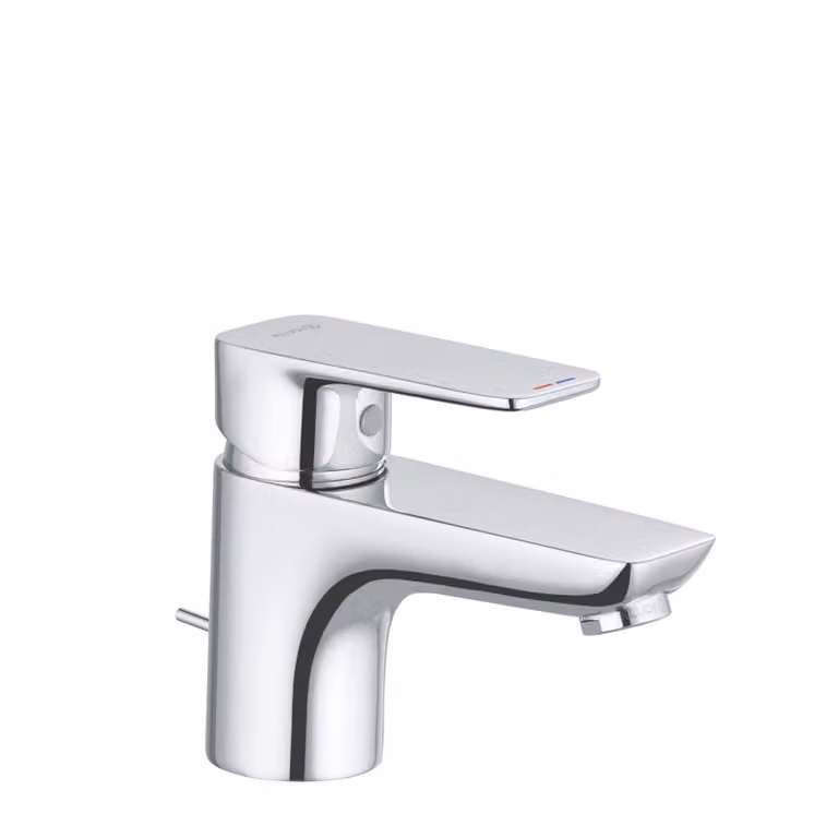 KLUDI PURE&STYLE Mitigeur de lavabo, hauteur de bec 60mm, avec garniture d'écoulement en métal, chrome, 403850575, 403850575