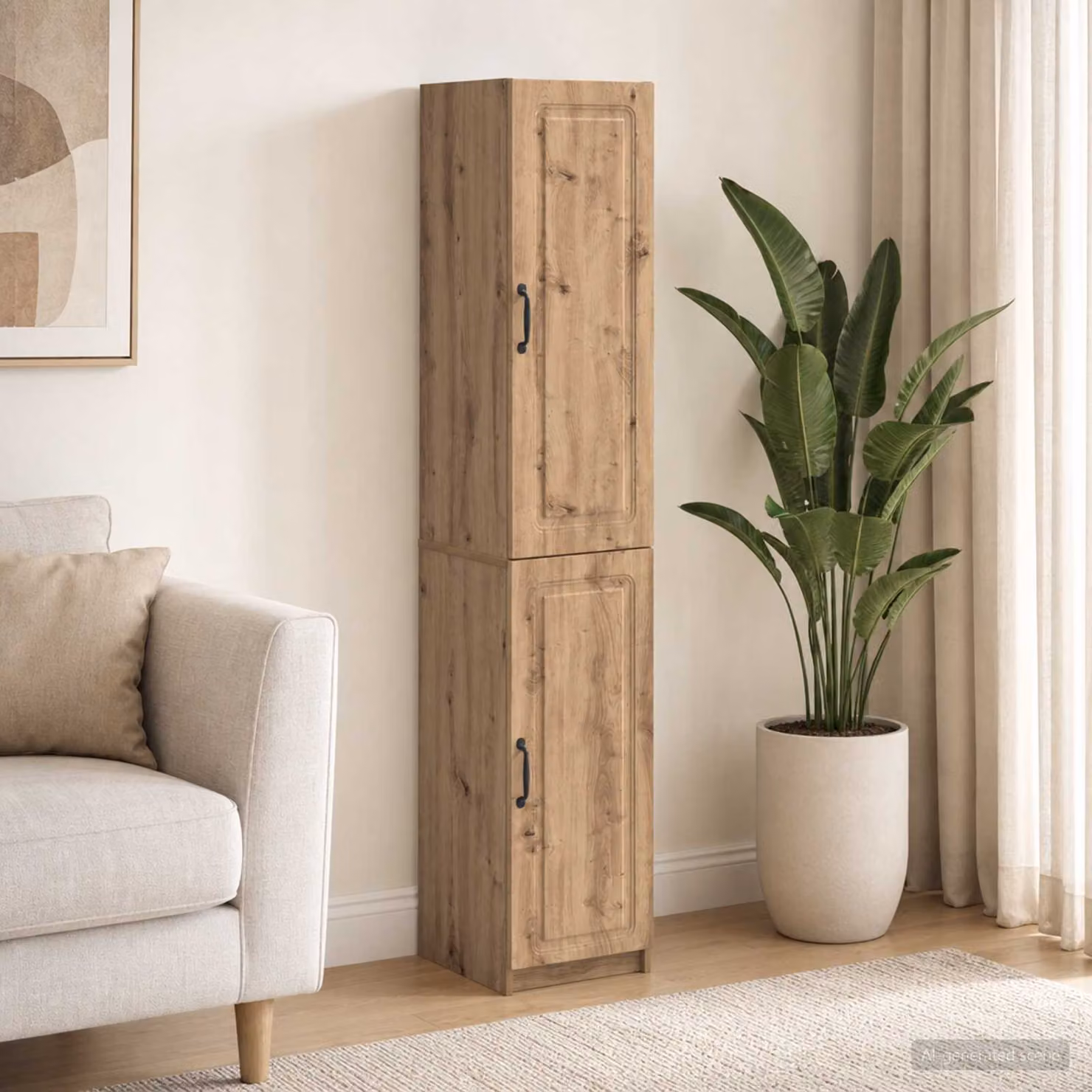 Set di 2 armadi vidaXL in legno MDF color rovere, design minimalista con ante a battente e ripiani interni