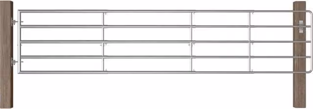 Cancello da Giardino Singolo vidaXL in Acciaio Zincato con 5 Sbarre, Argento, L: 150-400 cm, H: 90 cm