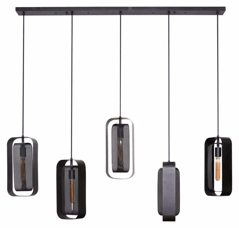 FURNLUX Lampada da soffitto Mesh Nero 145 cm / Colore principale: Nero / Dimensioni: 145 x 150 x 20 cm