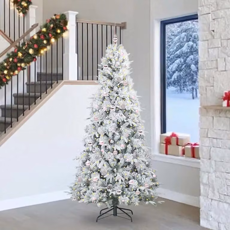 Albero di Natale Artificiale vidaXL Bianco con Luci LED Warm White Altezza: 240 cm