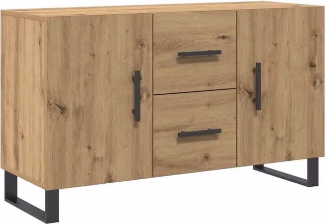 Credenza Buffet in Legno Rovere Marrone Design Moderno L/P/H: 100 x 36 x 60 cm