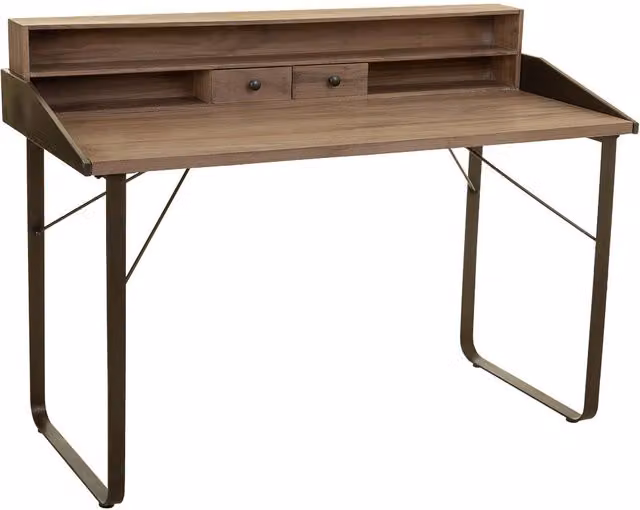 Scrivania in legno e metallo marrone 130x60x95h cm
