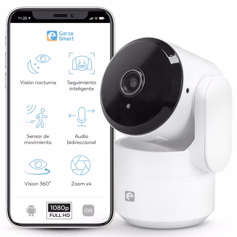 Telecamera IP WiFi da interno, con visione a 360°, frequenza 2,4 GHz, risoluzione 1080 HD, visione notturna e rilevamento del movimento