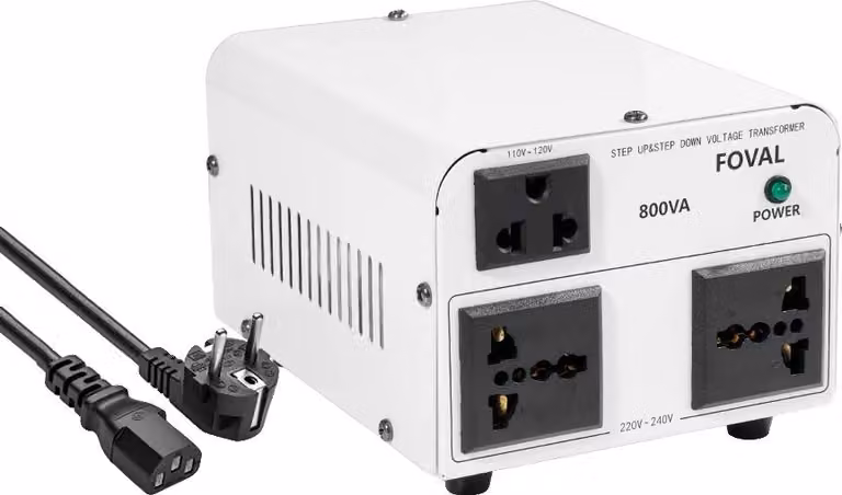 Trasformatore di tensione, conversione da 110 V CA a 220 V CA, più livelli di potenza, VTEU-800W bianco