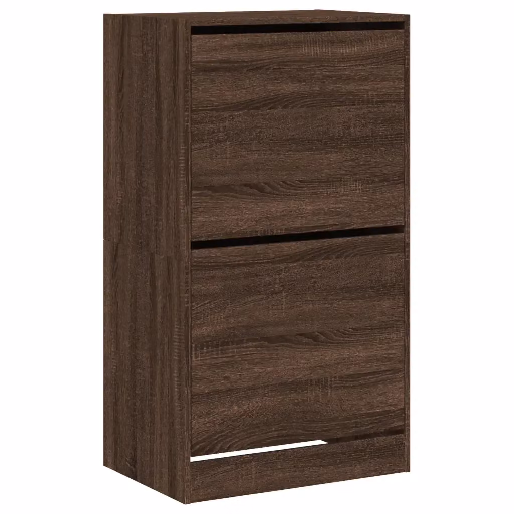 Scarpiera moderna vidaXL con 2 cassetti ribaltabili in legno Rovere Marrone, L/P/H: 60 x 42 x 108 cm – 2