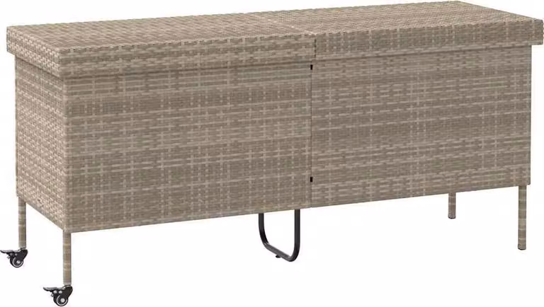 Contenitore da Giardino con Ruote Grigio Chiaro Polyrattan