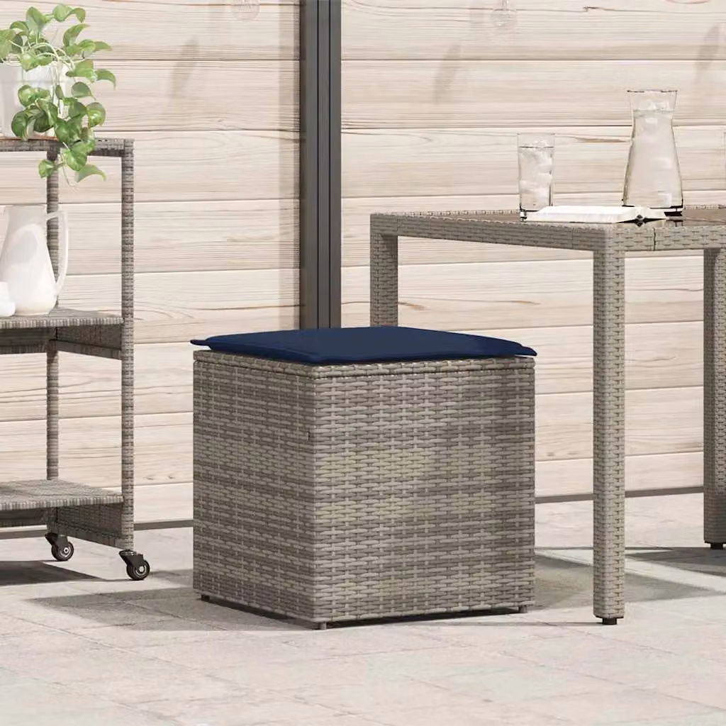 Scatola per cuscini vidaXL in rattan e metallo, colore grigio, L/P/H: 50 x 50 x 50 cm