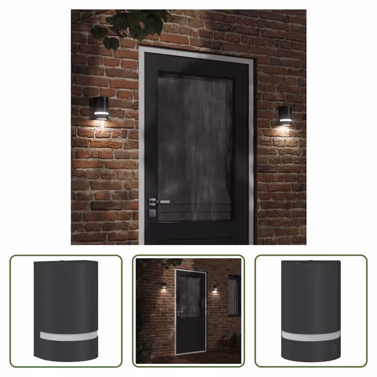 The Living Store Applique da esterno in alluminio pressofuso nero
