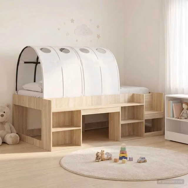 Letto con Tunnel con lo scaffale 3 pz Rovere Sonoma e Bianco 3423593