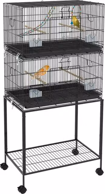 Gabbia per uccelli impilabile Minimal in acciaio e PP, Nero, H 164 x L 77 x P 46 cm