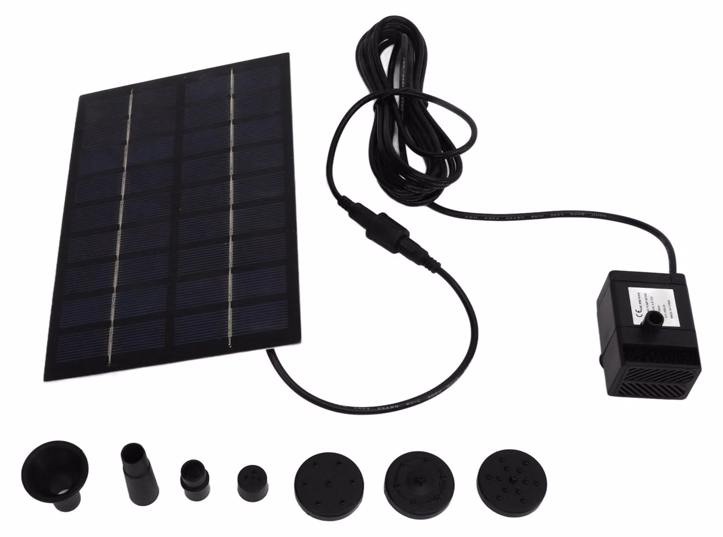 Set pompa solare per acqua, 9 V, 1,8 W, facile da installare, fontana da giardino anti-intasamento con getti per la decorazione di giardini e piscine