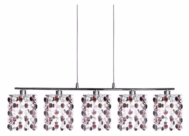 Lampada a sospensione sopra il tavolo da pranzo CLASSIC - 5xG9, 40W, cromata / bordeaux