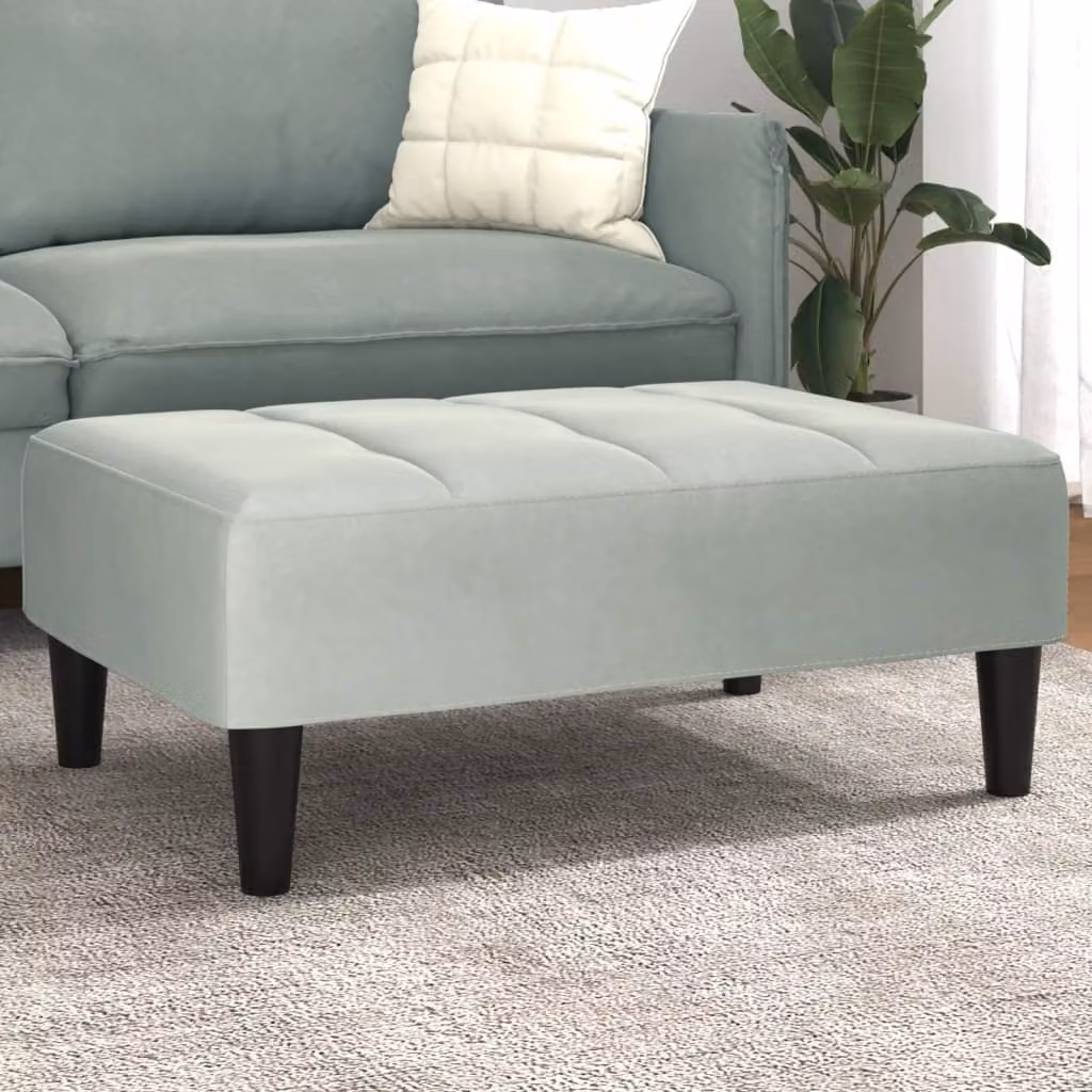 Poggiapiedi vidaXL in Velluto Grigio per Soggiorno e Camera da Letto L: 77 cm, P: 55 cm, H: 31 cm