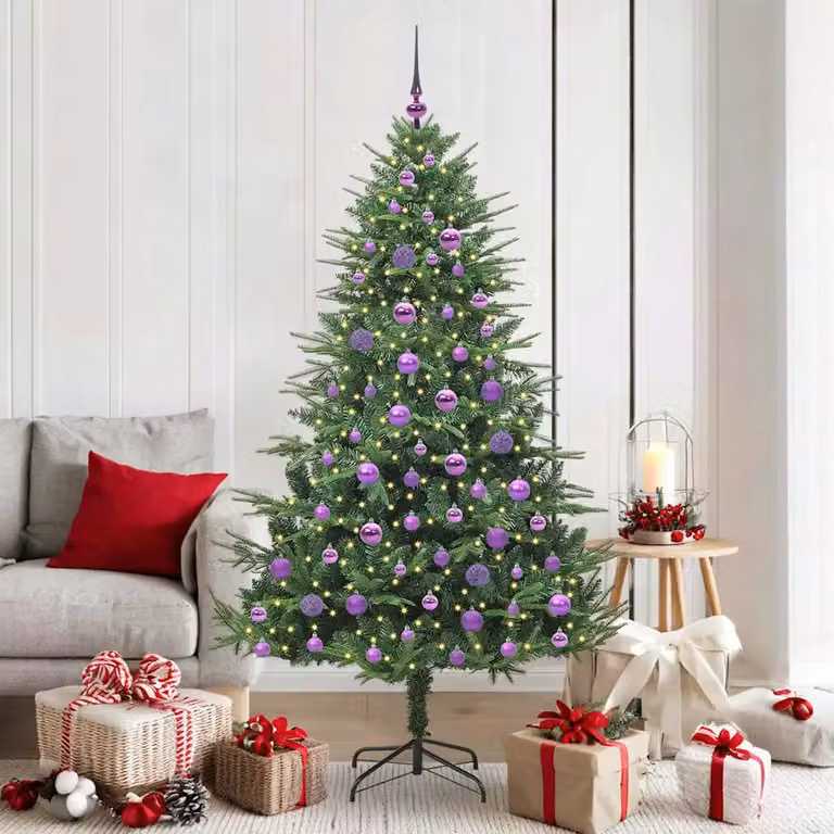 vidaXL Albero di Natale Artificiale Pre-illuminato con Set di Palline