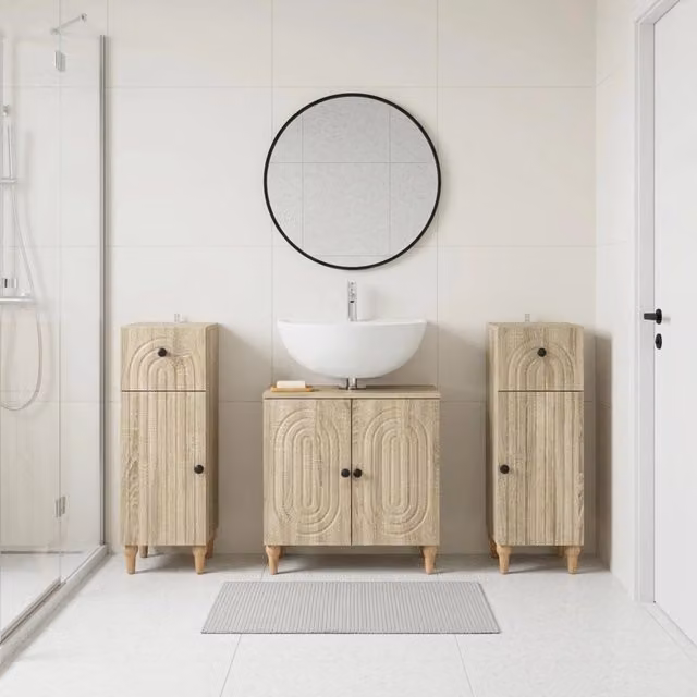 Set di armadietti da bagno in 3 pezzi ALKMAAR Rovere Sonoma 3417992
