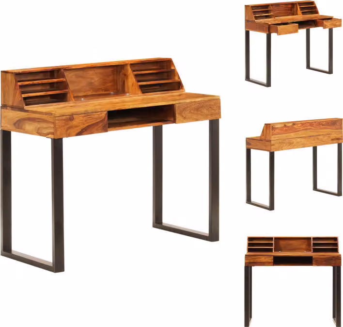 scrivania vidaXL 110 x 50 x 94 cm in legno massiccio e acciaio - Scrivanie