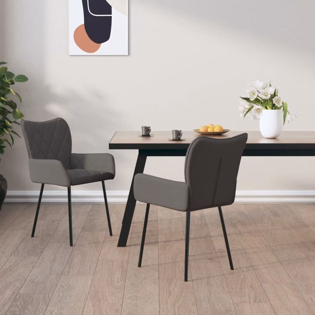 The Living Store Sedie da pranzo 2 pezzi. Tessuto grigio scuro