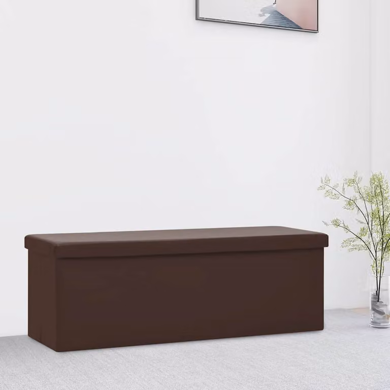 Panca portaoggetti pieghevole vidaXL moderna in marrone con rivestimento in ecopelle e struttura in MDF e plastica
