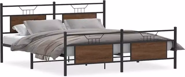 Letto matrimoniale | Letto per adulti | Giroletto senza Materaso in Metallo Rovere Marrone 180x200 cm