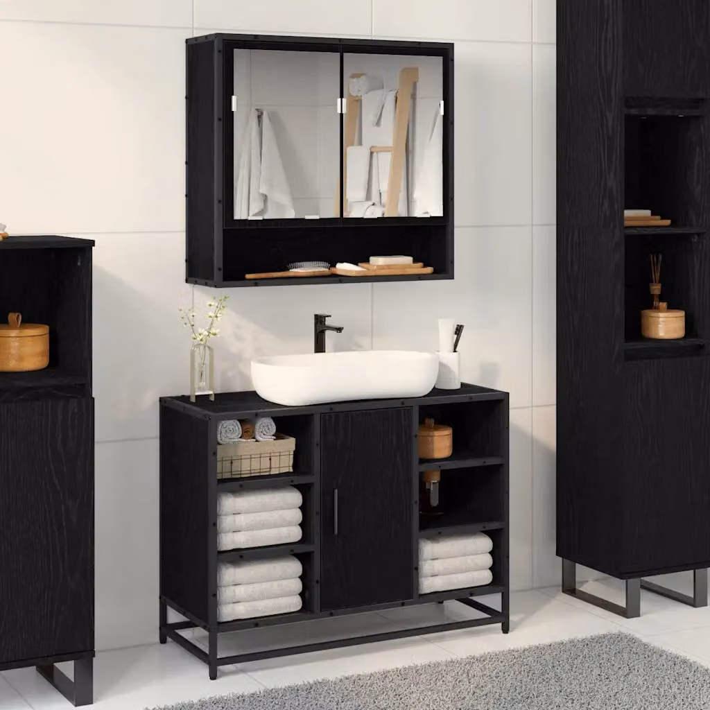 Scaffale da parete moderno vidaXL in MDF Nero L: 65 cm, P: 20 cm, H: 60 cm