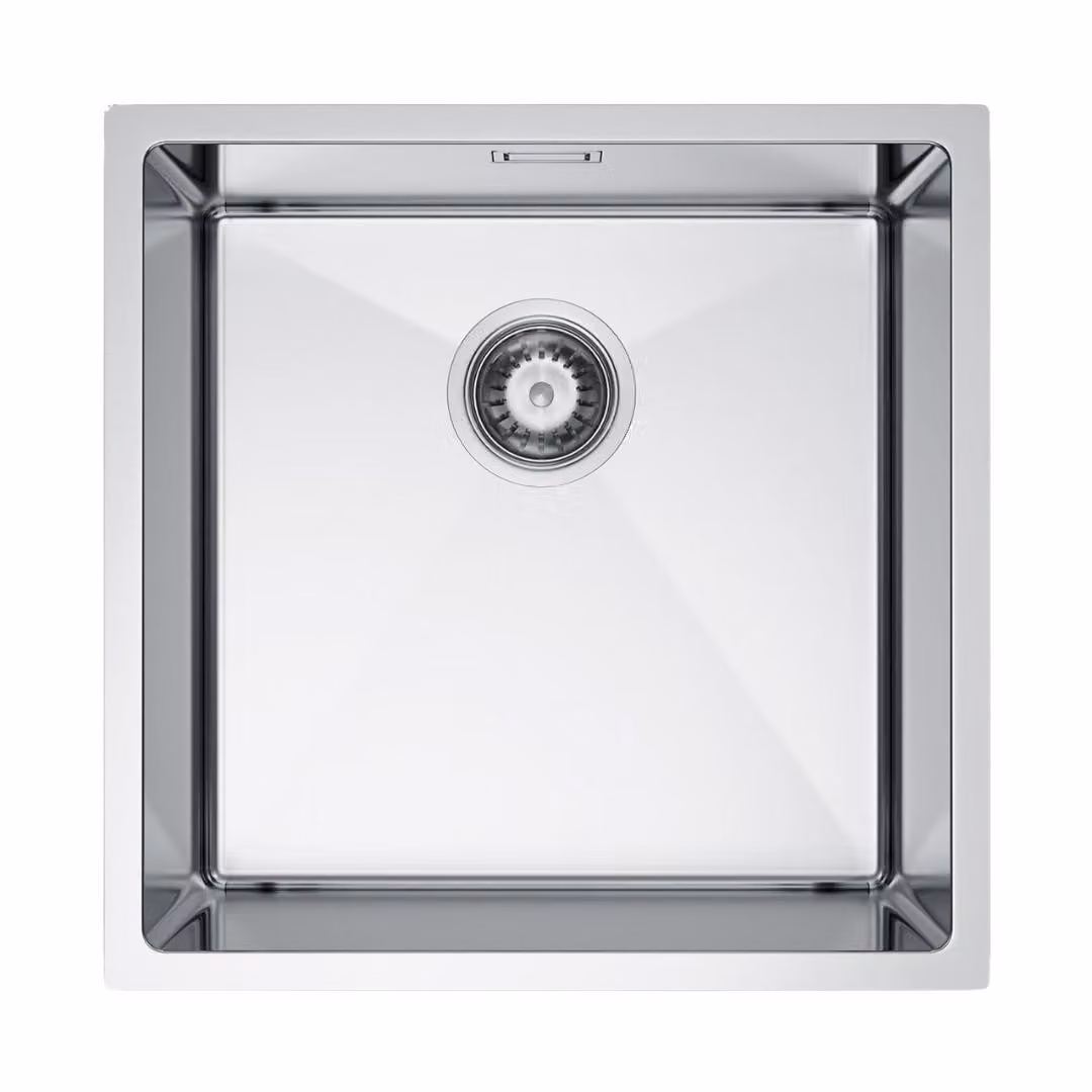 VBChome Lavello da cucina 44×44 cm in acciaio inossidabile, colore acciaio, senza sgocciolatoio – Lavello a vasca singola, da incasso, profondità 21 cm, mobile sottolavello minimo 50 cm