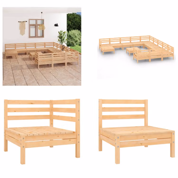 vidaXL 13 pezzi set salotto da giardino pino massiccio - Set di mobili da giardino - Set di mobili da giardino - Set di mobili da giardino - Set di mobili da giardino