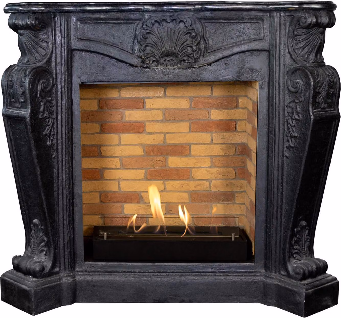 Caminetto a etanolo Xaralyn - Louis BST-B - pietra naturale nera - riscaldamento a 3 kW - caminetto da incasso incluso - caminetto decorativo