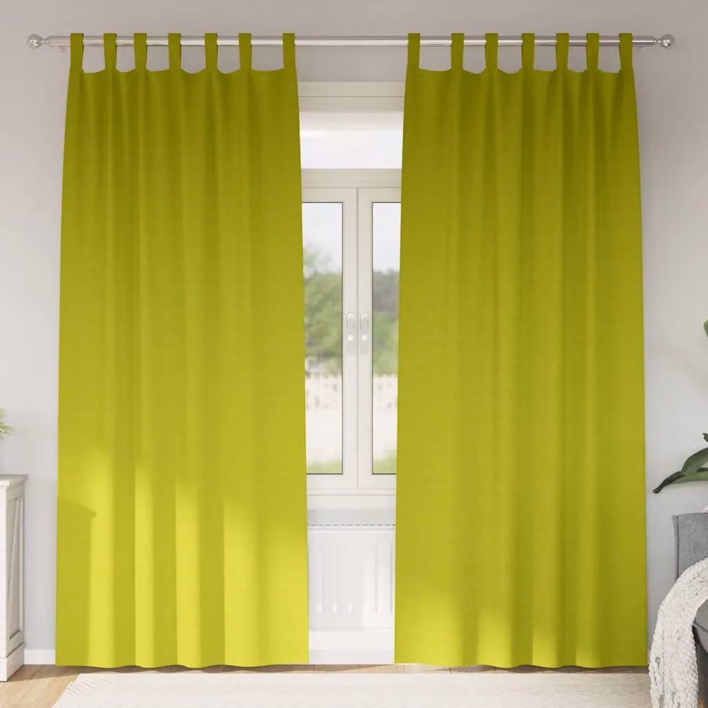 Set di 2 tende blackout vidaXL in poliestere verde con anelli, H: 260 cm, L: 140 cm