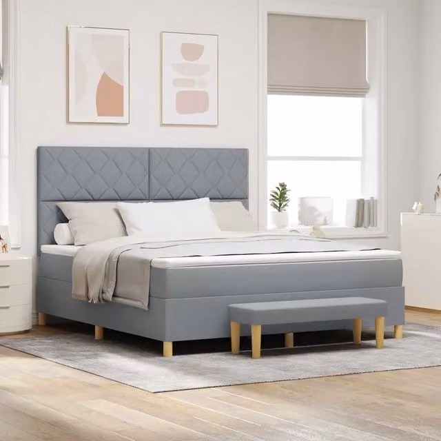 Letto a molle con testiera vidaXL in tessuto grigio L: 180 cm, P: 200 cm, H: 203 cm – 1