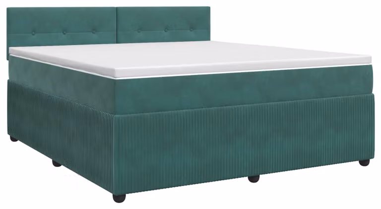 Letto a molle con materasso verde scuro 140 x 190 cm in velluto