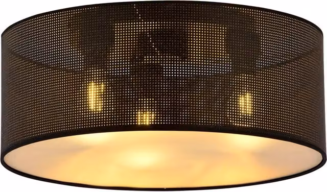 Plafoniera Minimal Ladone Luceart-Classic con 3 Luci in Metallo Nero e Oro