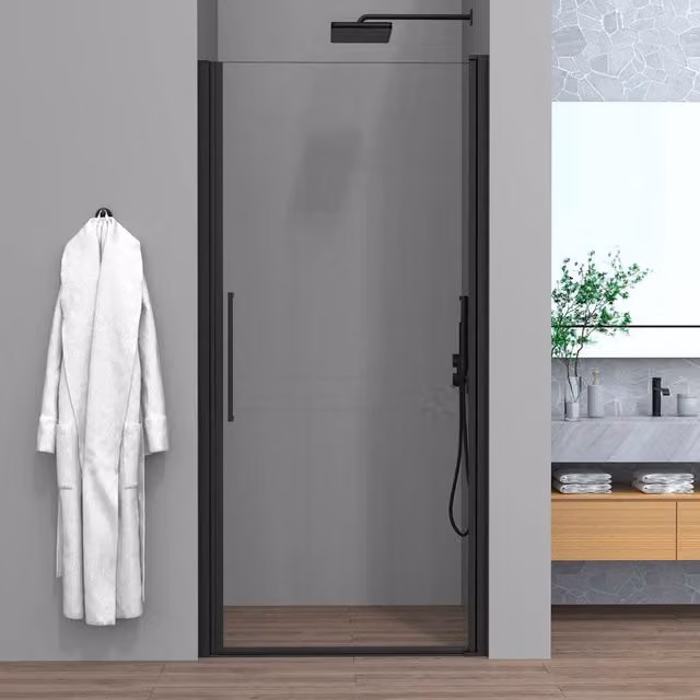 Porta doccia a nicchia Neos in vetro temperato trasparente con profilo nero opaco, battente, L: 95 cm, H: 195 cm, Spessore: 6 mm