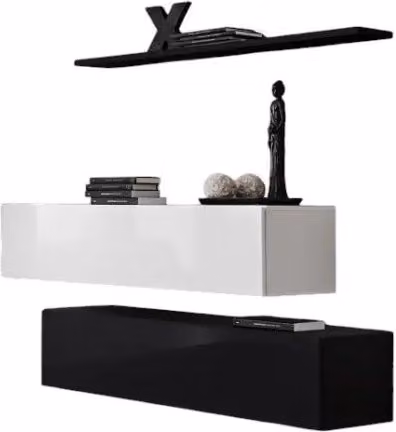 Composizione murale SWITCH SBII – Mobili contenitori e scaffale – Nero e bianco lucido – Design moderno