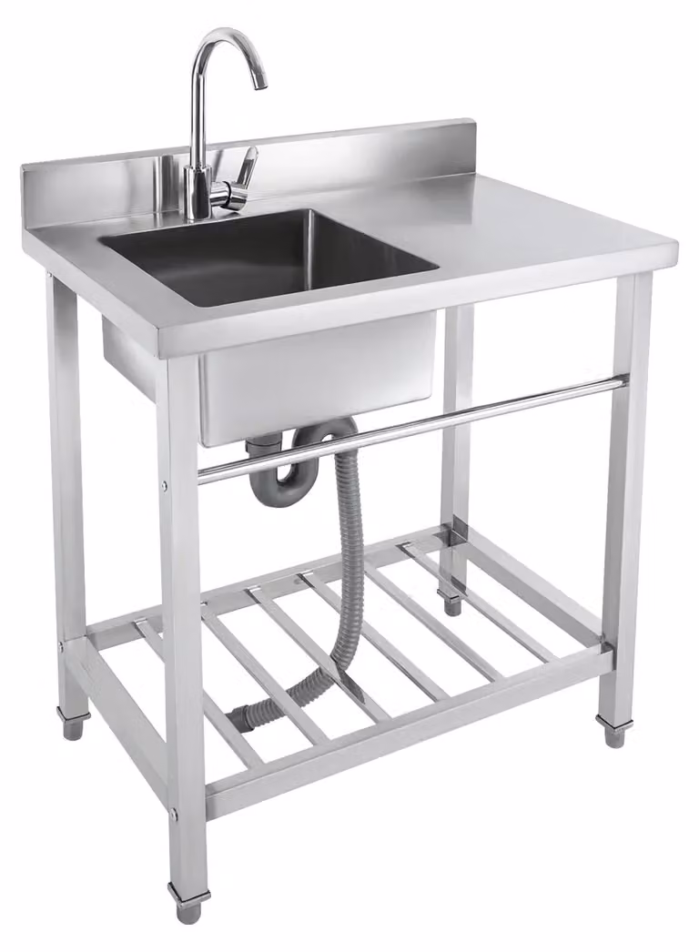 Lavello da cucina, acciaio inossidabile resistente, modello a libera installazione, argento