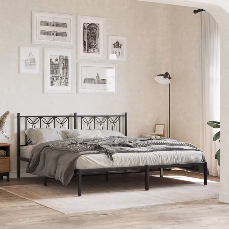 vidaXL Giroletto con Testiera in Metallo Nero L: 187 cm, P: 90 cm, H: 219 cm