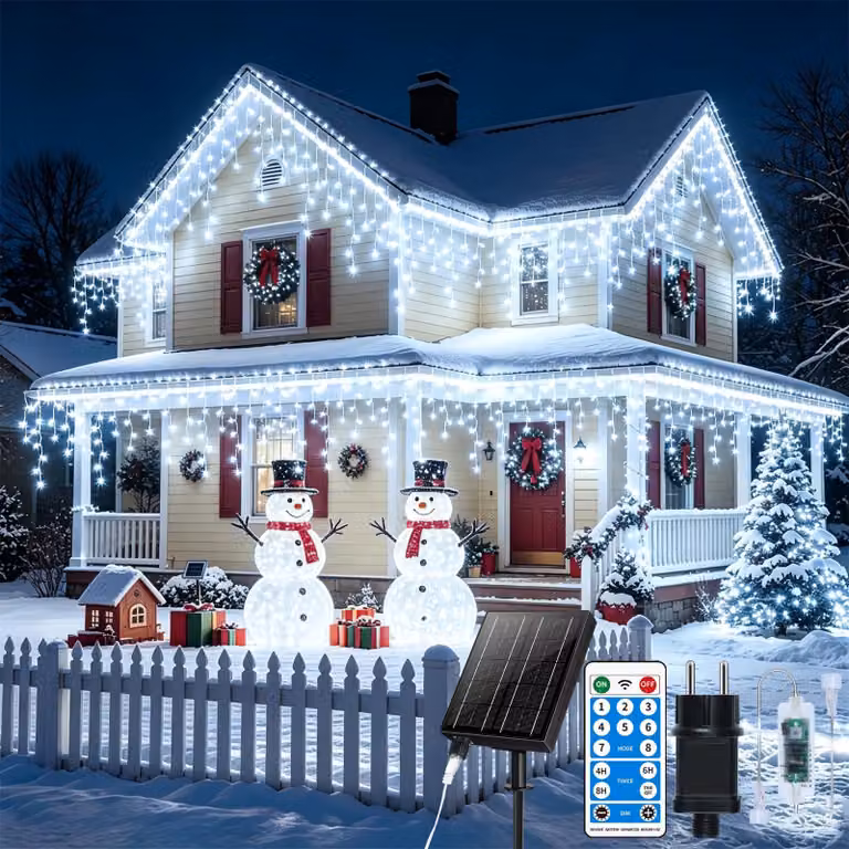 Catena luminosa solare con spina, 30 metri, 660 LED, grado di protezione IP65, con telecomando