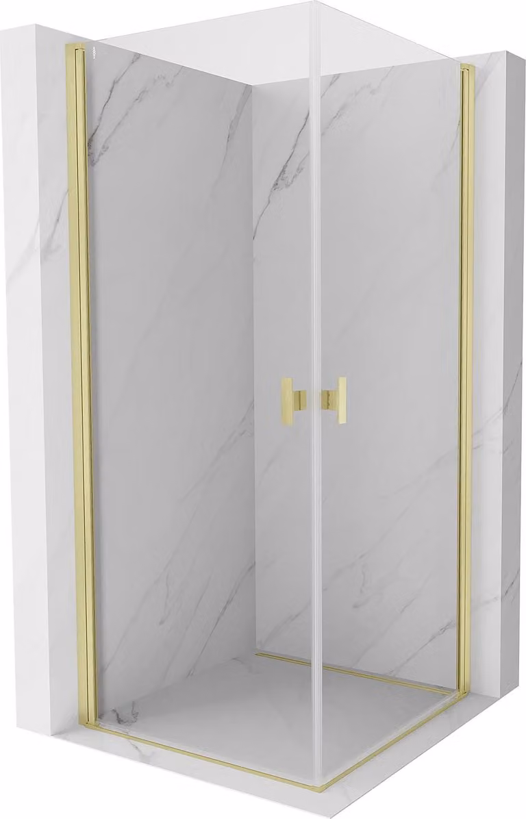 Mexen Mist-B Duo cabina doccia a battente 100 x 100 cm, trasparente, oro spazzolato - 8A2-100-100-55-00