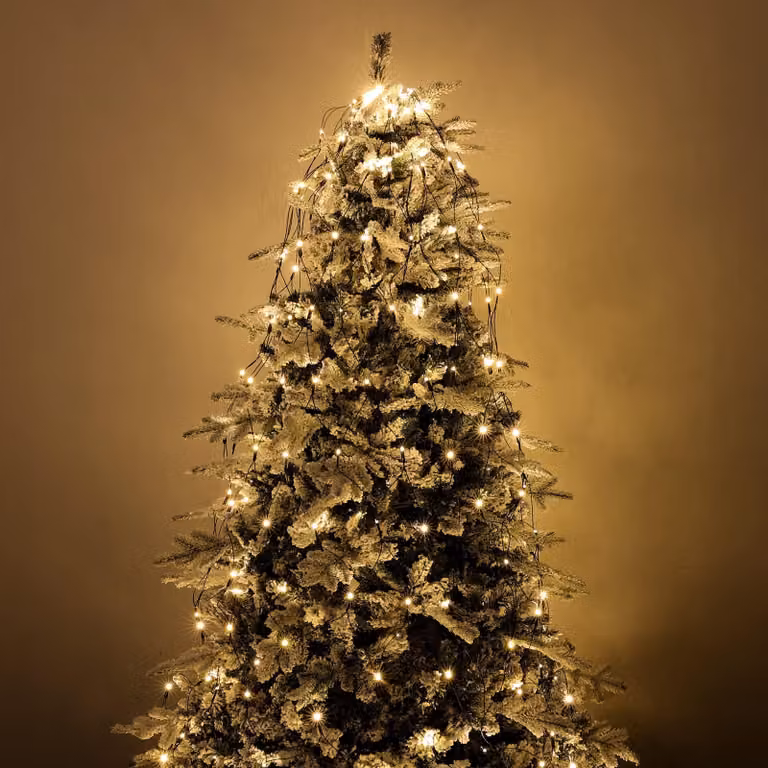 Copertura luminosa a LED, con 240 LED bianco caldo, adatta per alberi di altezza compresa tra 180 e 230 cm, con 8 effetti luminosi