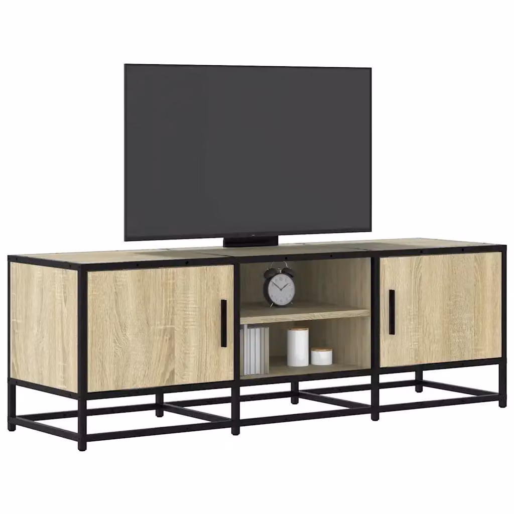 Mobile porta TV in stile industrial in legno e metallo marrone, L 120 x P 35 x H 41 cm – 2