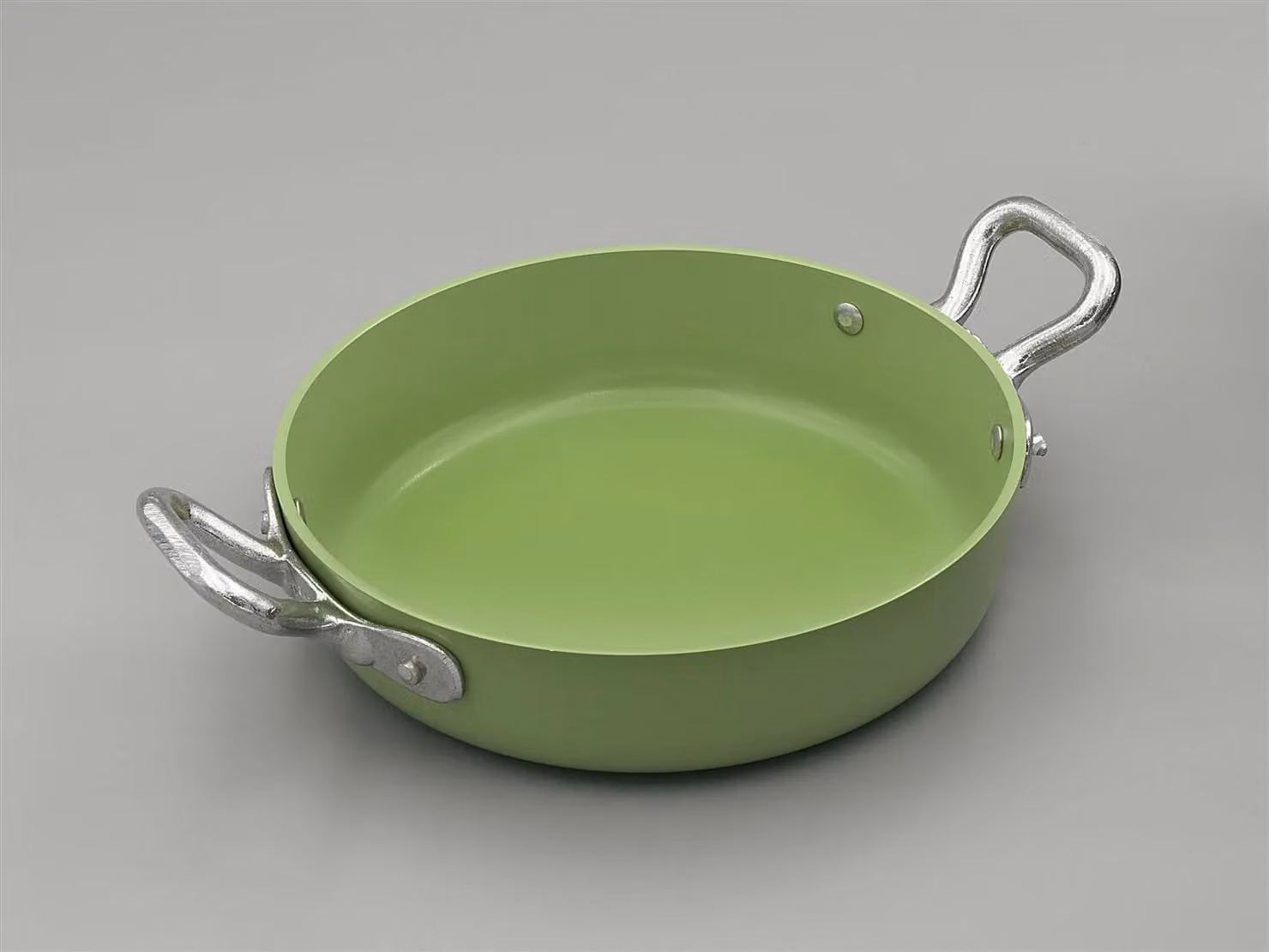 Tegamino 1932 in alluminio, verde, due maniglie, diam. 16cm