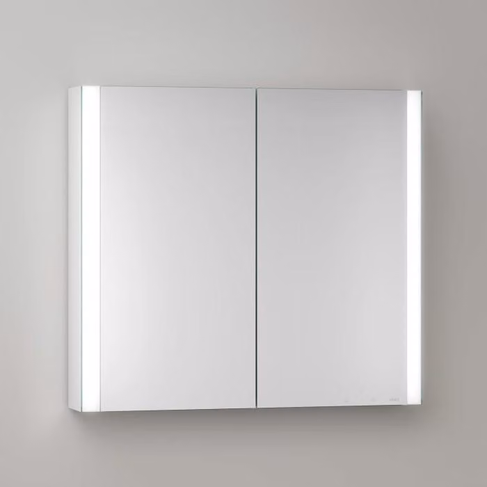 Mobiletti specchio a parete Keuco Royal Metis LED, dimensioni 80 x 71 cm, 2 ante con riscaldamento a specchio, modello francese