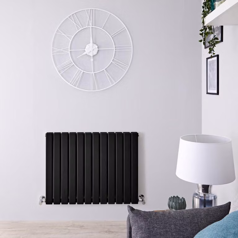 Radiatore Orizzontale Doppio di Design Nero Opaco - 1060W - 635 x 980mm - Delta