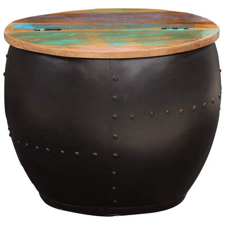 Tavolino da Salotto 53x43 cm in Legno Massello di Recupero